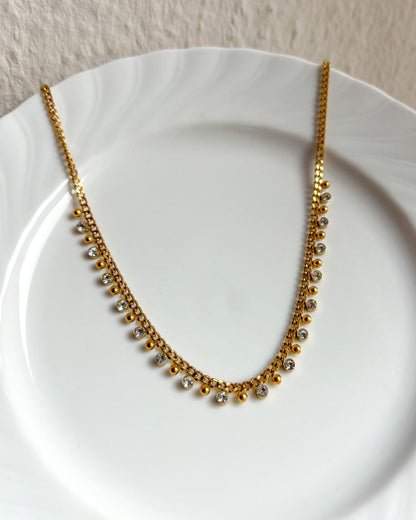 Crystal Bead Dangle Necklace Waterproof
