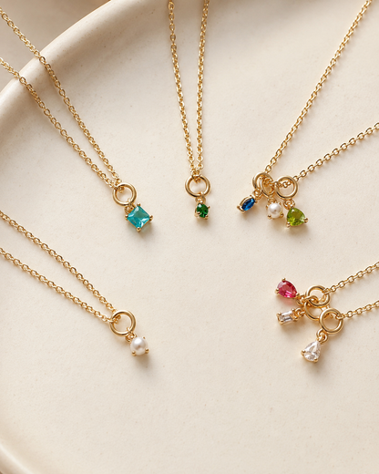 Personalized Birthstone Charm Necklace