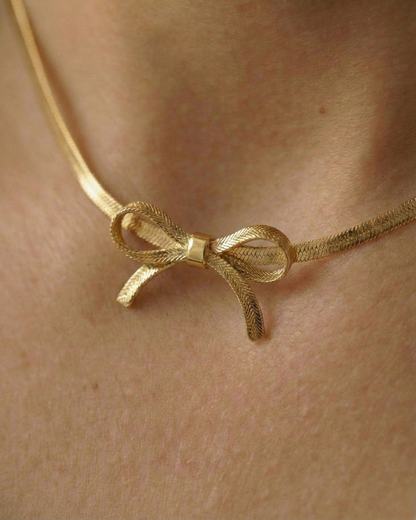 Bow Herringbone Choker Necklace Waterproof