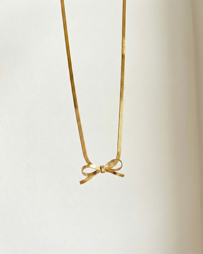 Bow Herringbone Choker Necklace Waterproof