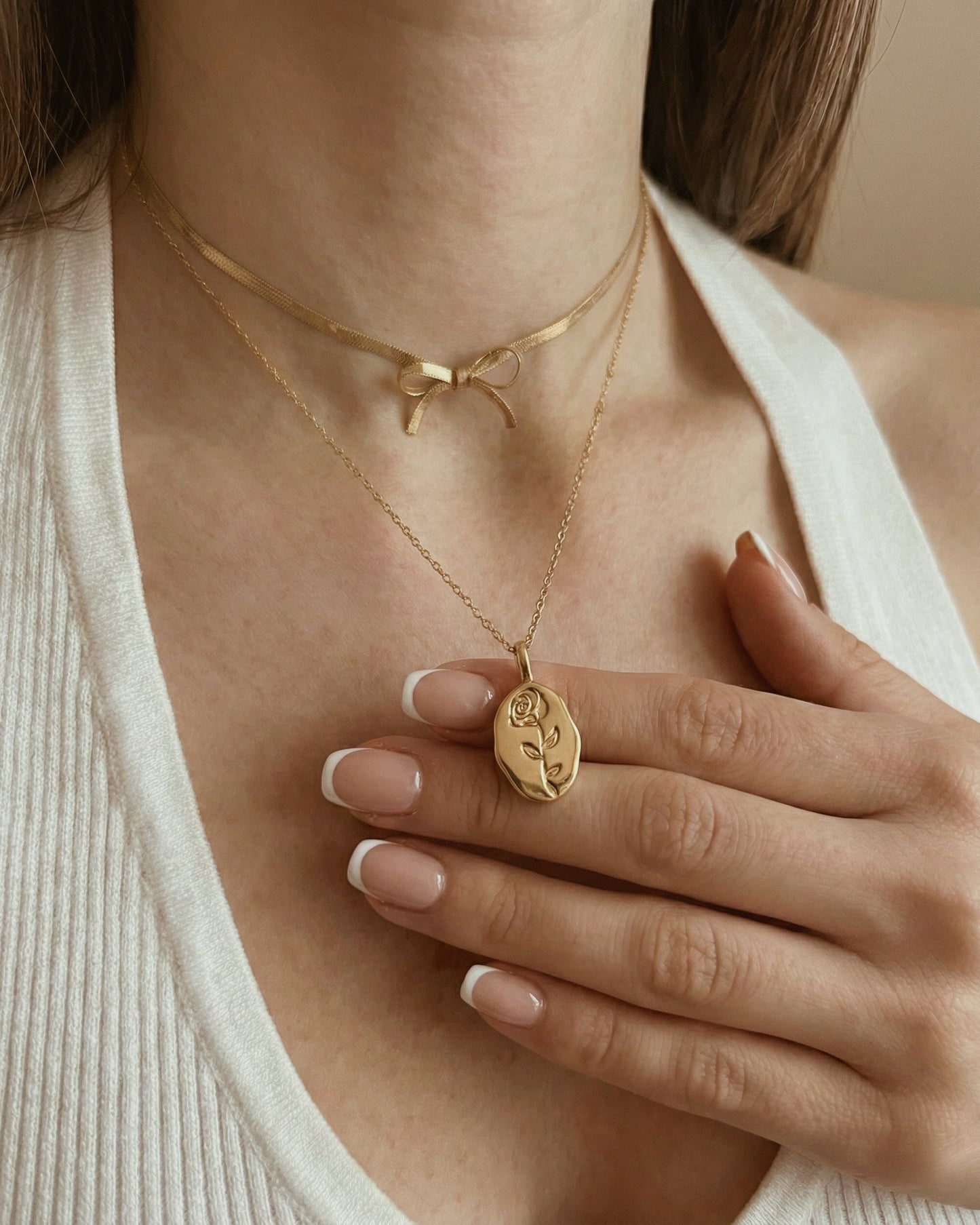 Bow Herringbone Choker Necklace Waterproof