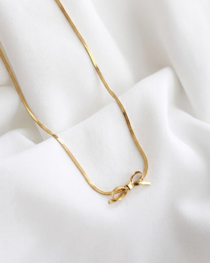 Bow Herringbone Choker Necklace Waterproof