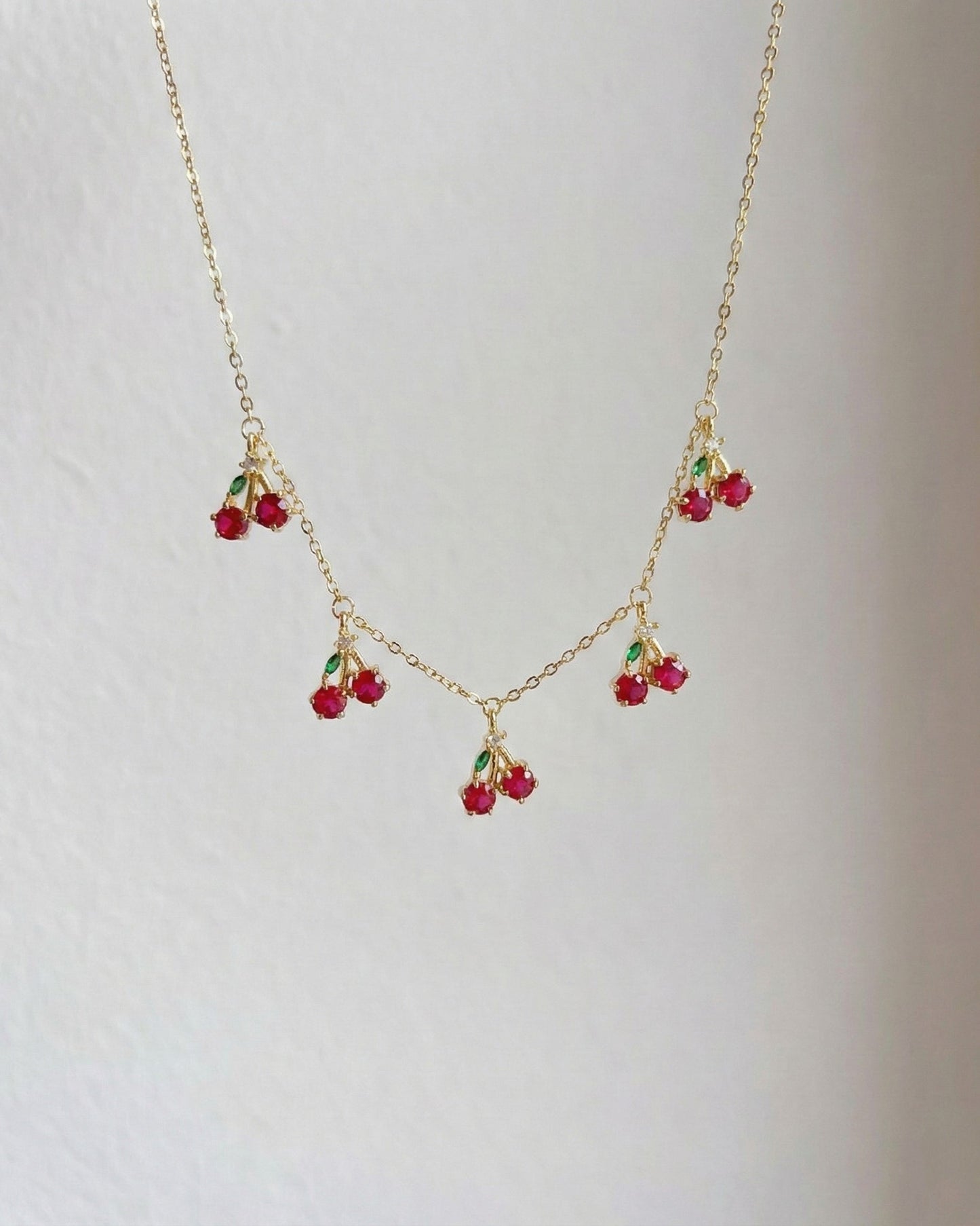 Cherry Zirconia Charm Necklace
