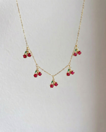 Cherry Zirconia Charm Necklace