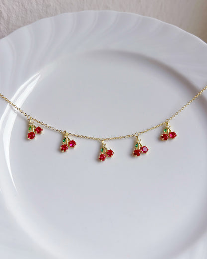 Cherry Zirconia Charm Necklace