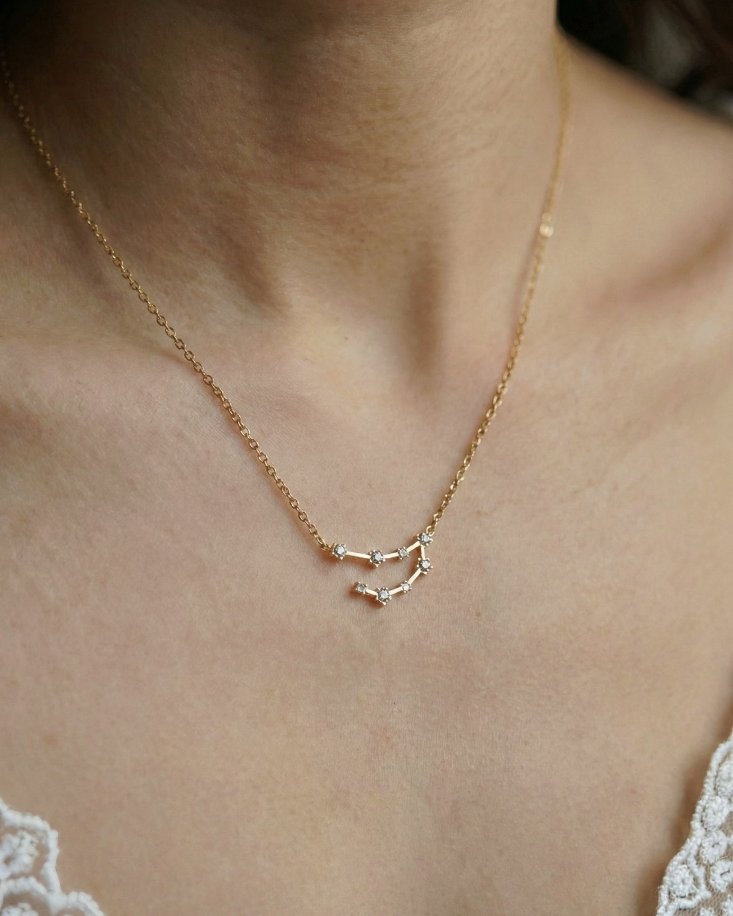 Zodiac Constellation Necklace Waterproof (Gold)