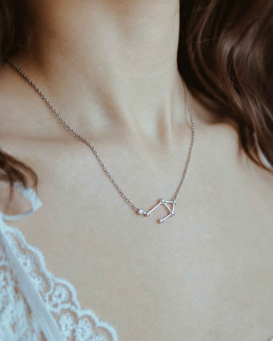 Zodiac Constellation Necklace Waterproof (Silver)