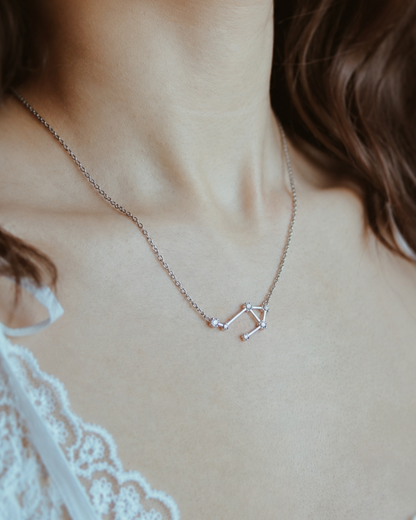 Zodiac Constellation Necklace Waterproof (Silver)