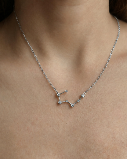 Zodiac Constellation Necklace Waterproof (Silver)