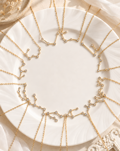 Zodiac Constellation Necklace Waterproof (Gold)
