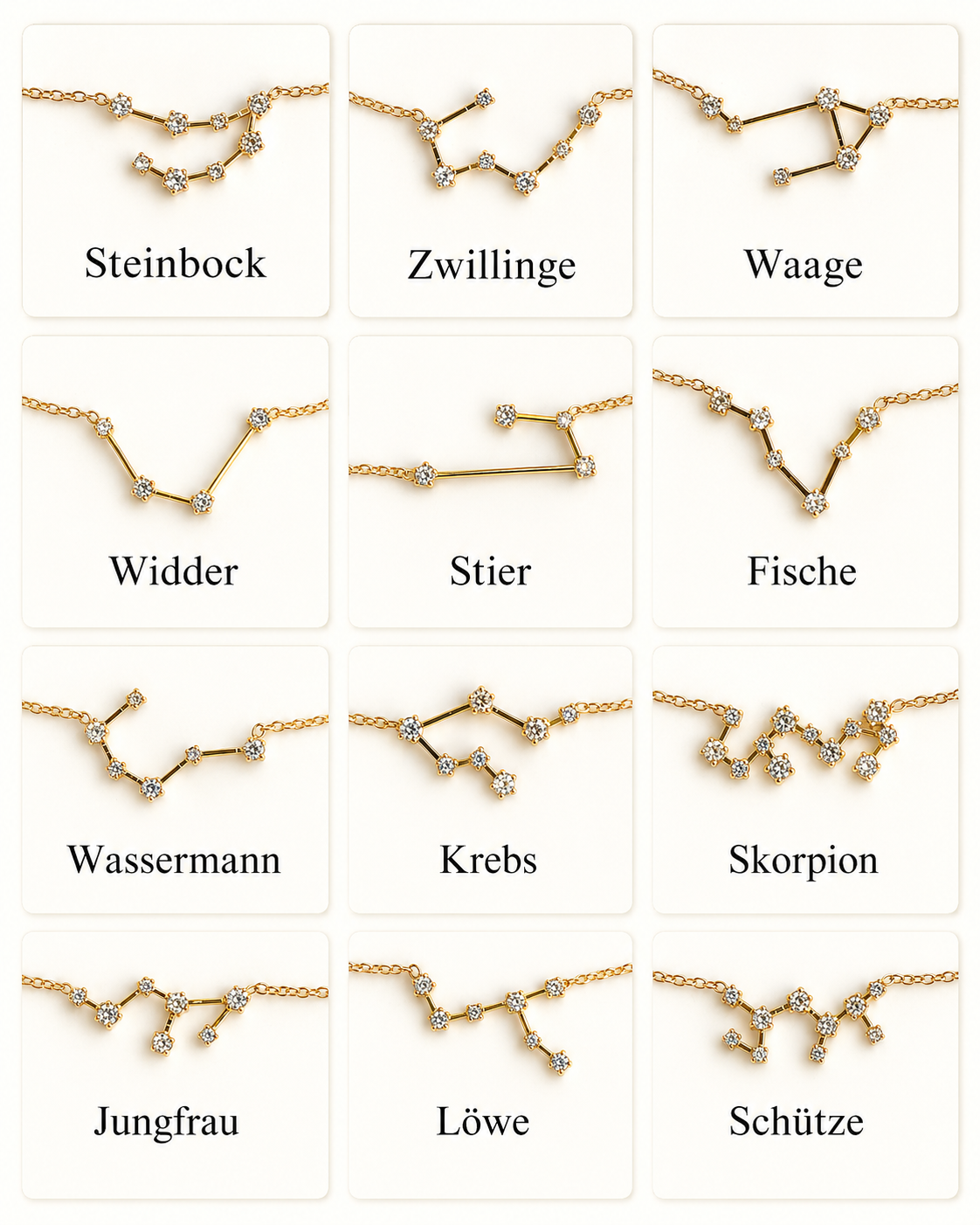 Zodiac Constellation Necklace Waterproof (Gold)