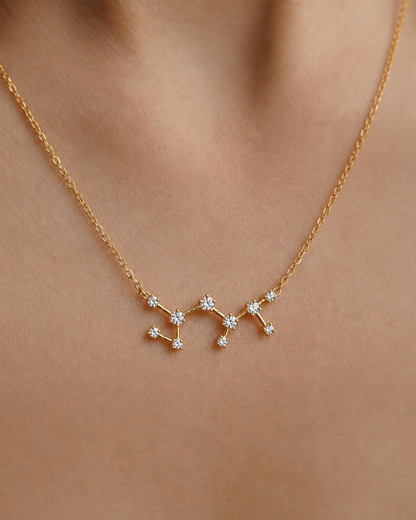 Zodiac Constellation Necklace Waterproof (Gold)