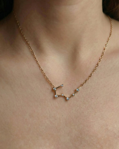 Zodiac Constellation Necklace Waterproof (Gold)