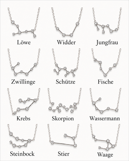 Zodiac Constellation Necklace Waterproof (Silver)