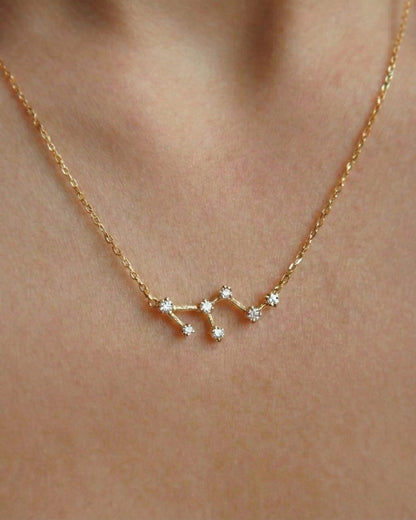 Zodiac Constellation Necklace Waterproof (Gold)