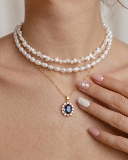Midnight Blue Halo Necklace