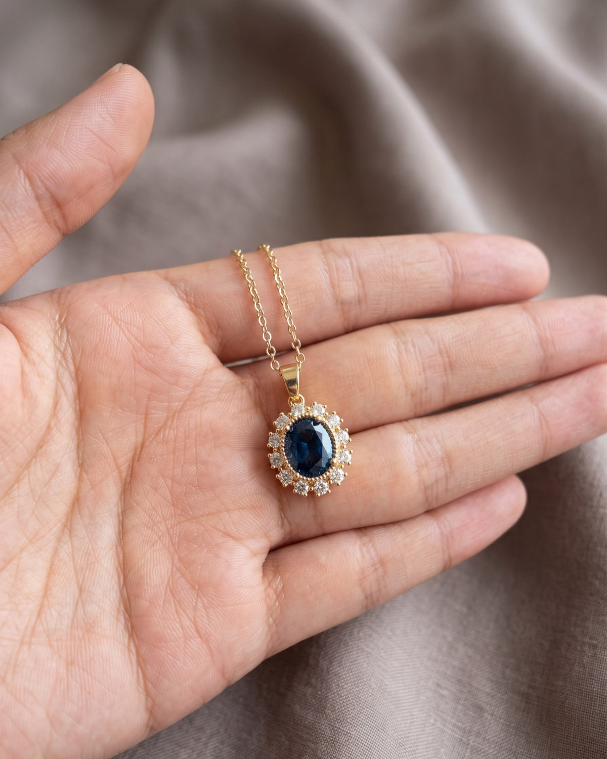 Midnight Blue Halo Necklace