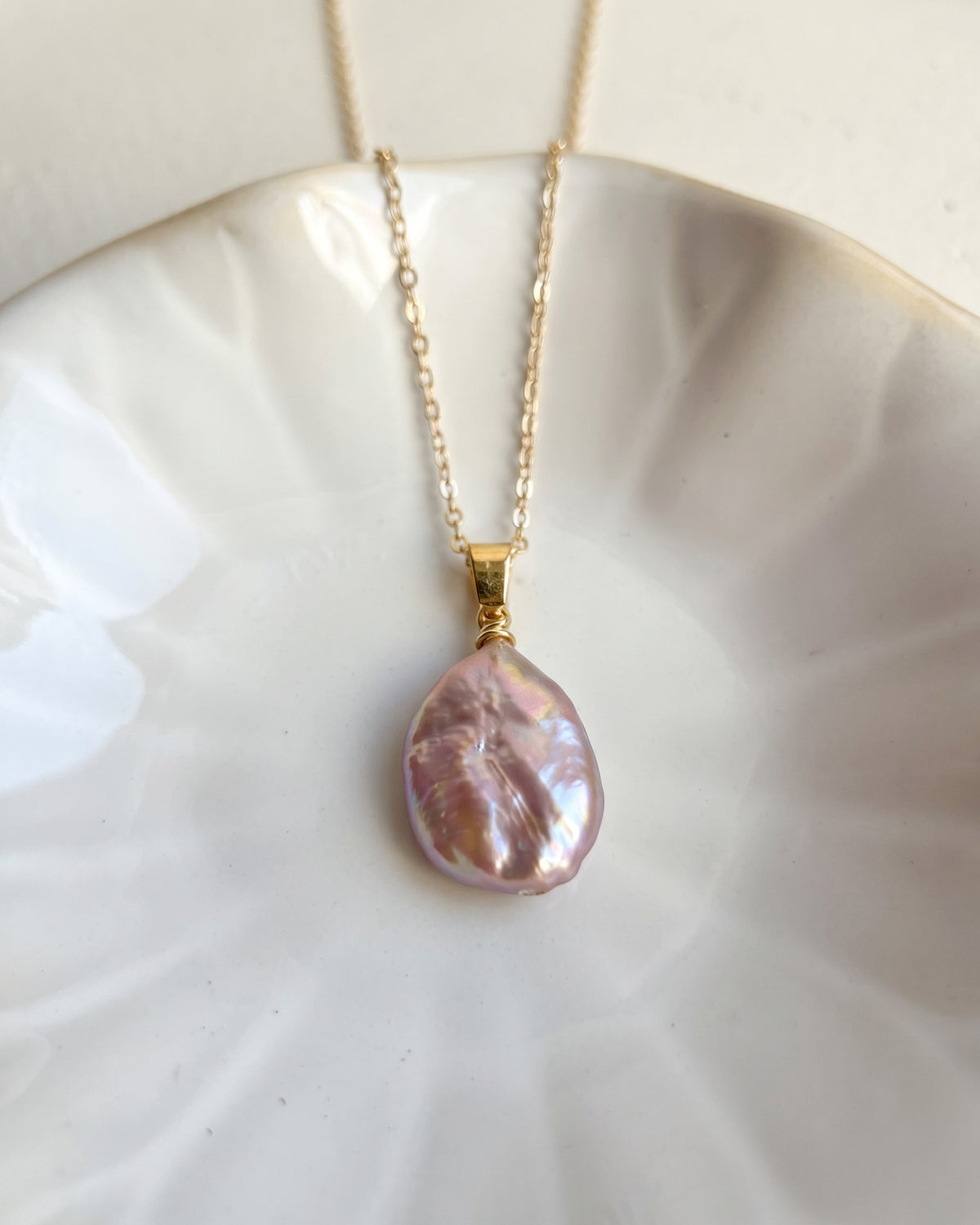 Blush Petal Baroque Pearl Necklace