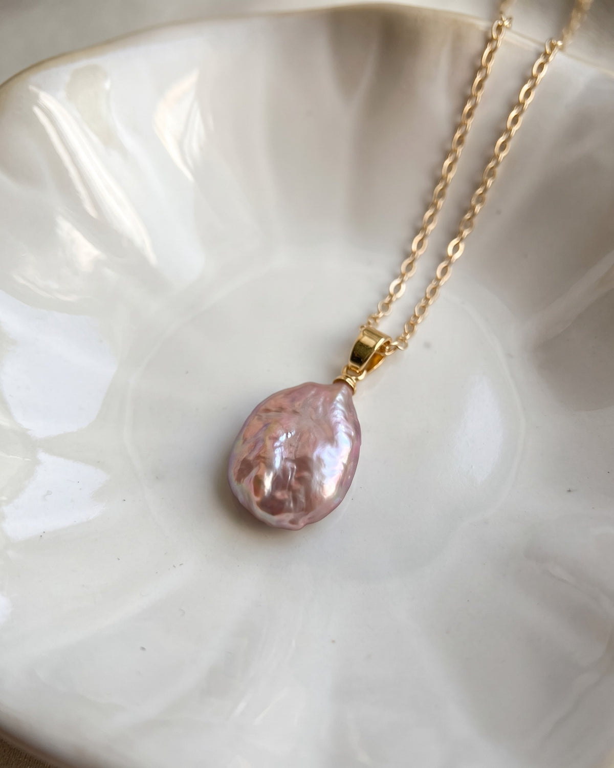 Blush Petal Baroque Pearl Necklace
