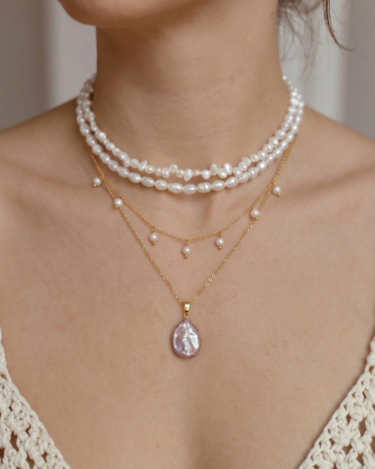 Blush Petal Baroque Pearl Necklace