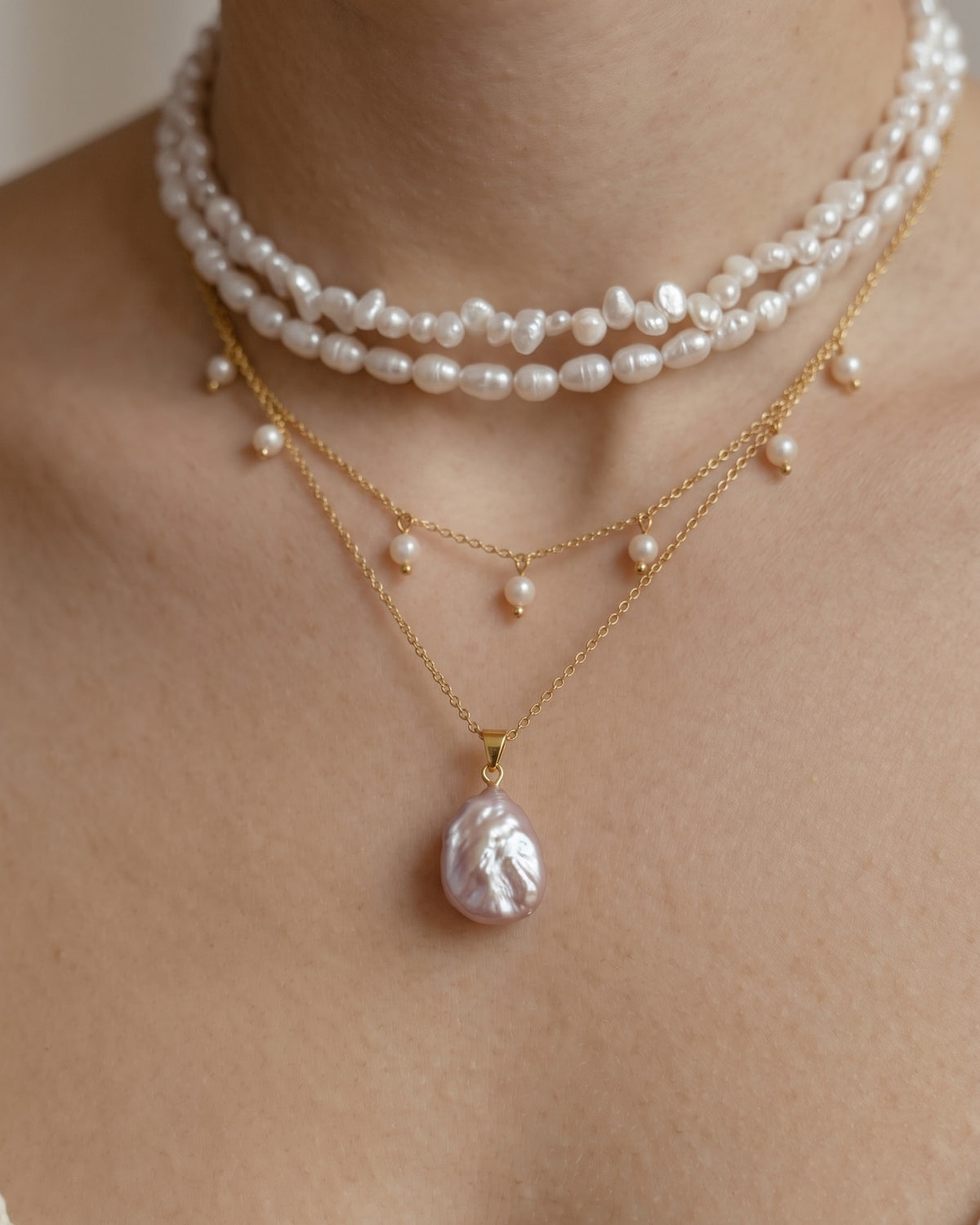 Blush Petal Baroque Pearl Necklace