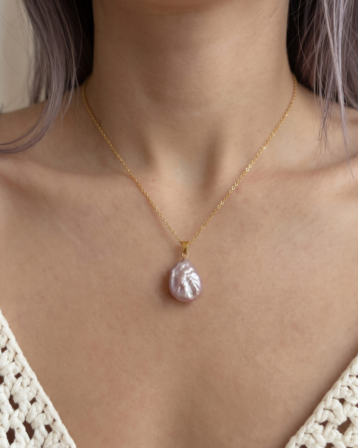 Blush Petal Baroque Pearl Necklace