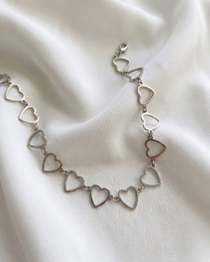 Open Heart Link Choker Necklace Waterproof