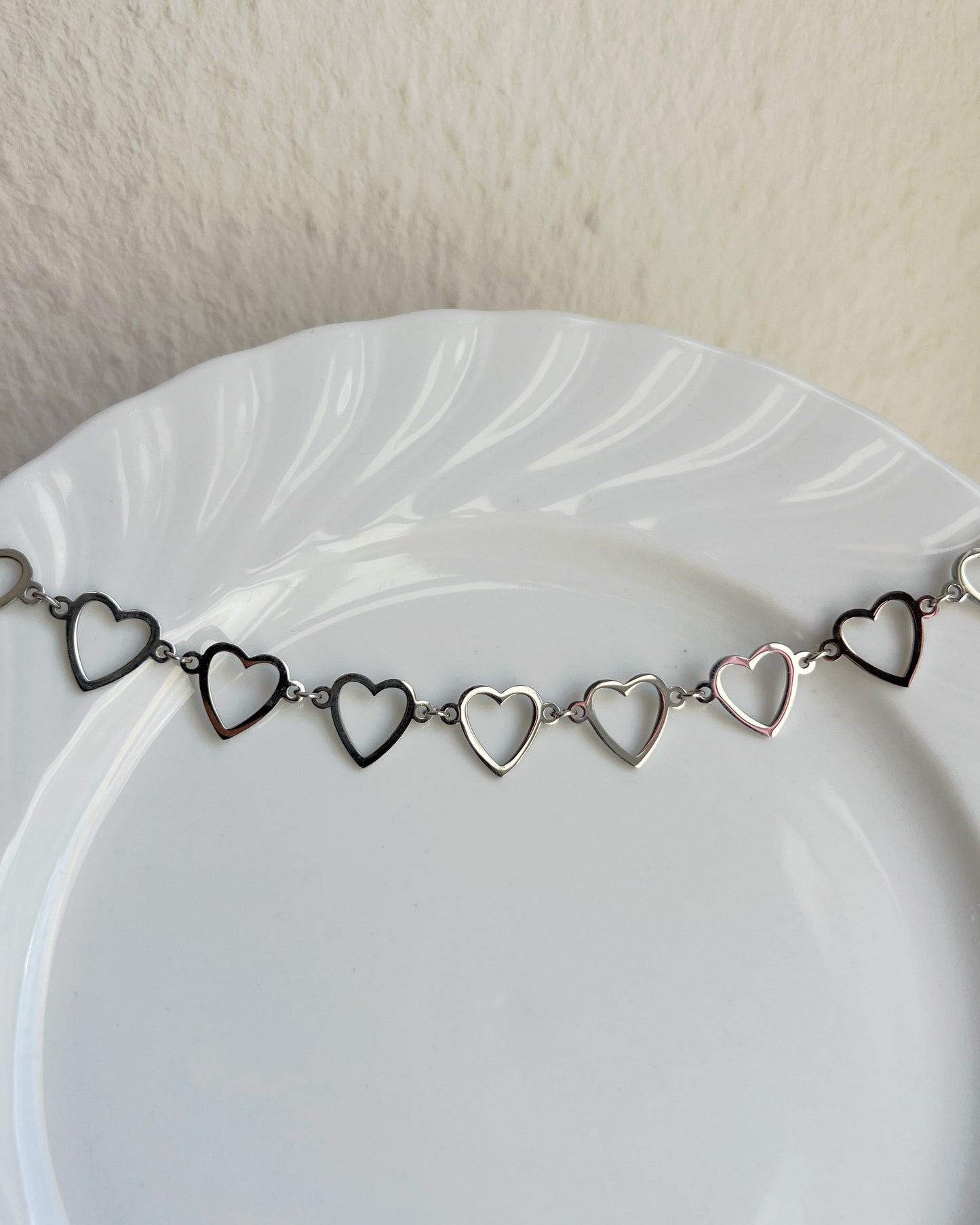 Open Heart Link Choker Necklace Waterproof