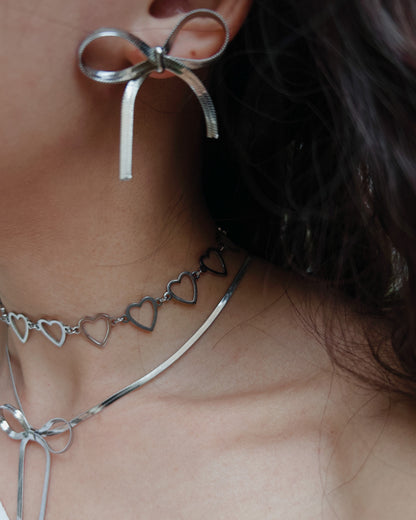 Open Heart Link Choker Necklace Waterproof