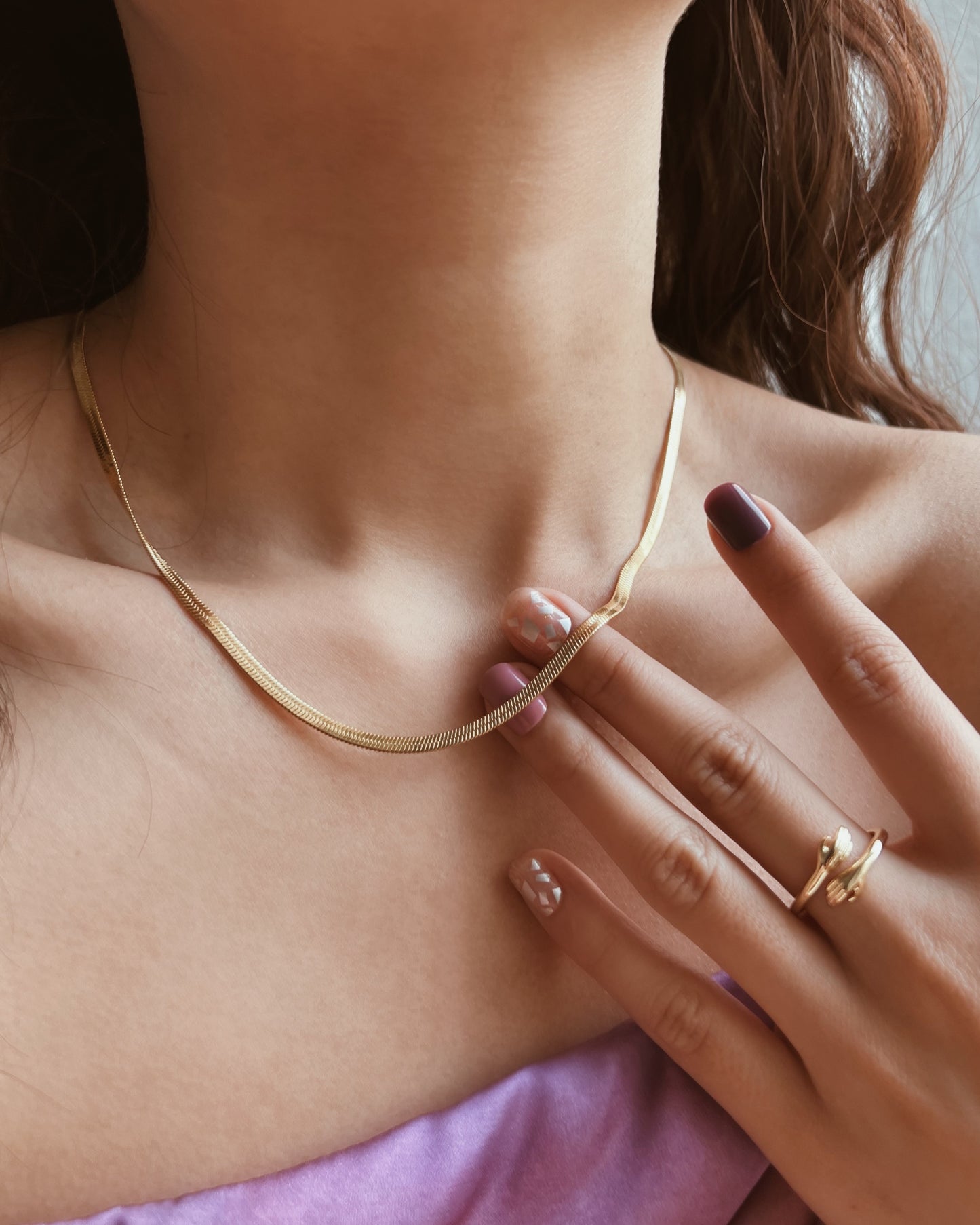 3mm Herringbone Chain Necklace Waterproof