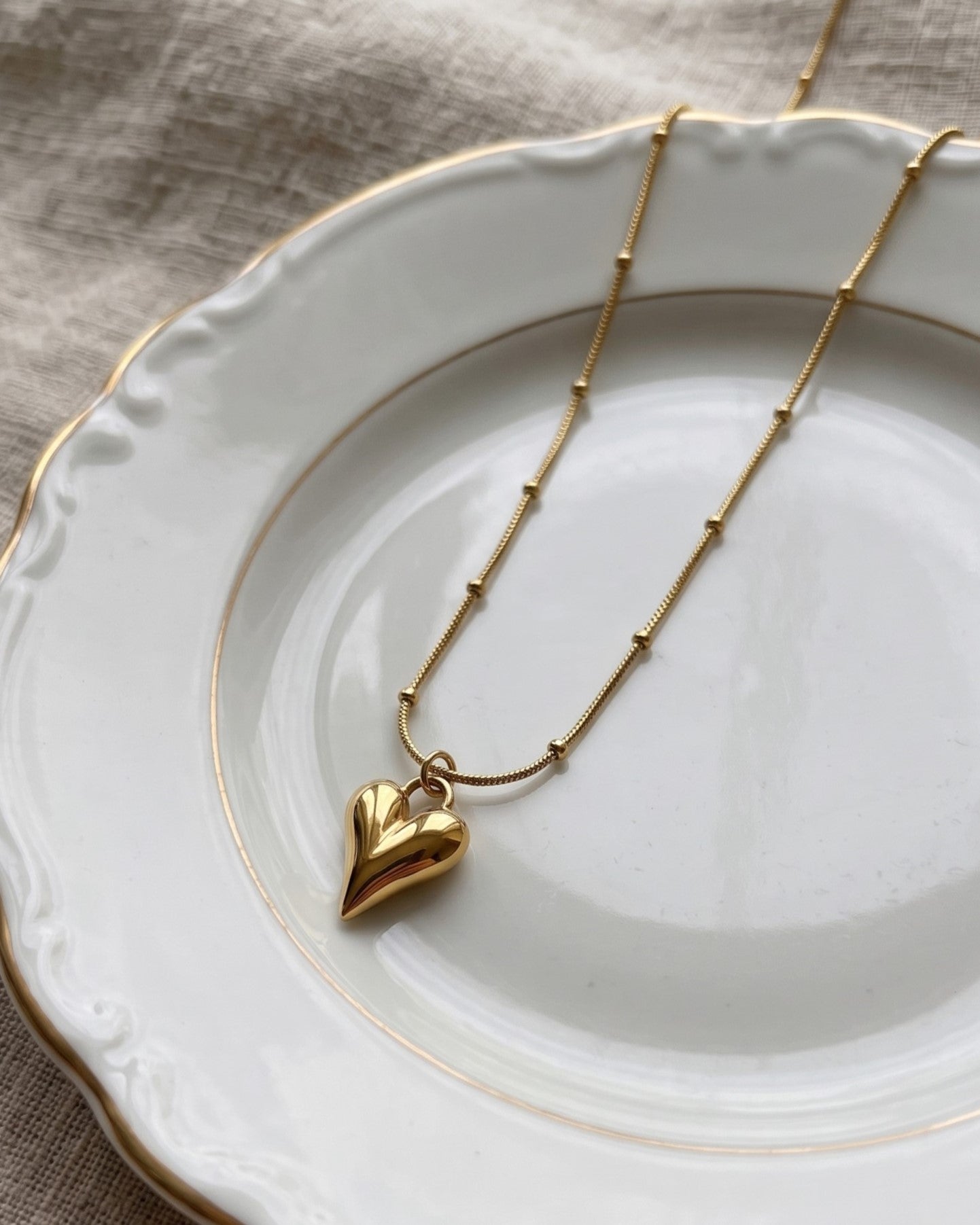 Puffy Heart Pendant Necklace Waterproof