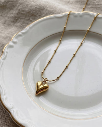 Puffy Heart Pendant Necklace Waterproof