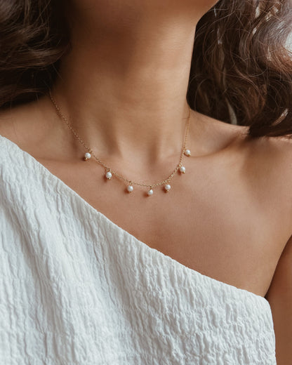 Tiny Pearl Charm Necklace Waterproof