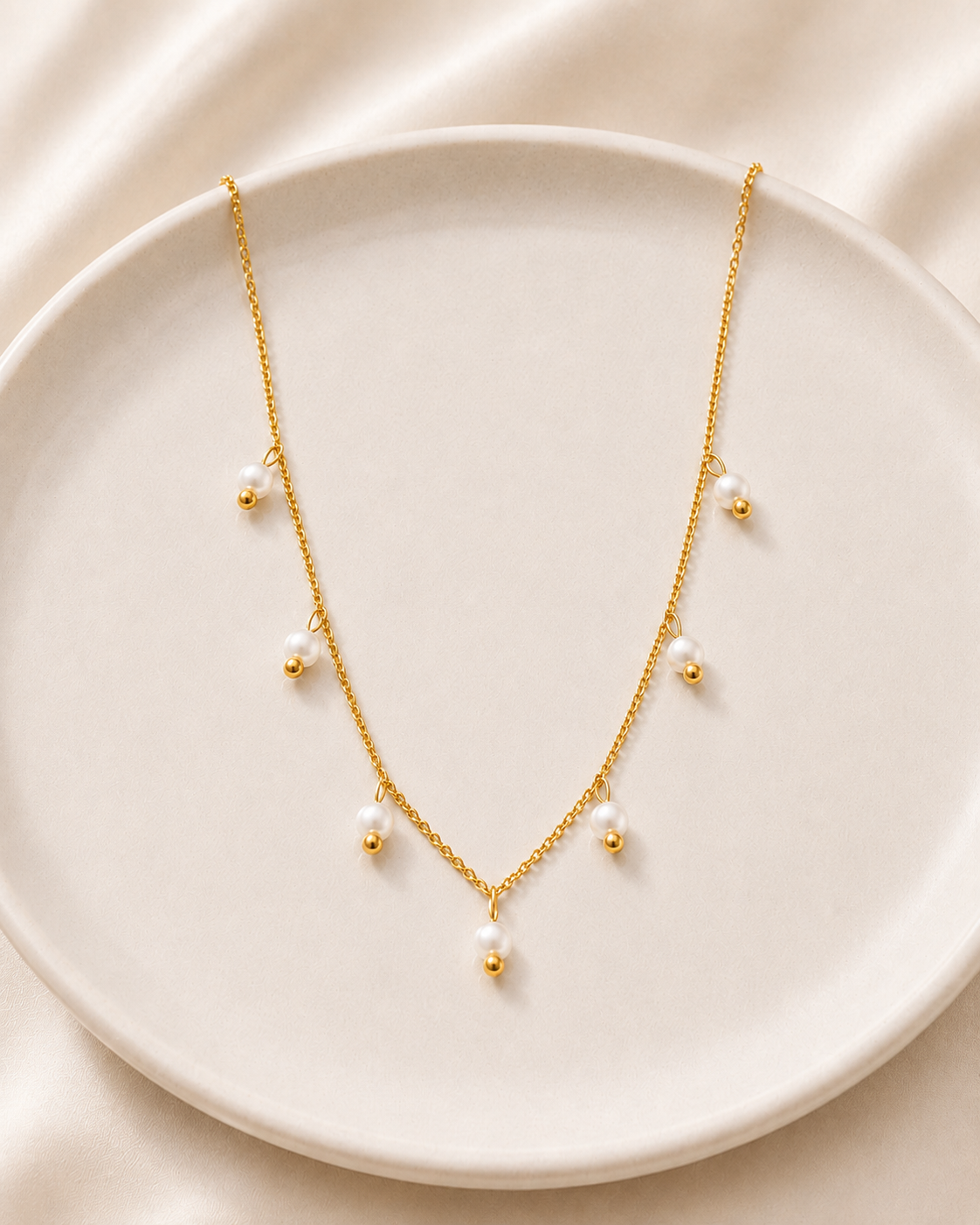 Tiny Pearl Charm Necklace Waterproof