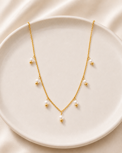 Tiny Pearl Charm Necklace Waterproof