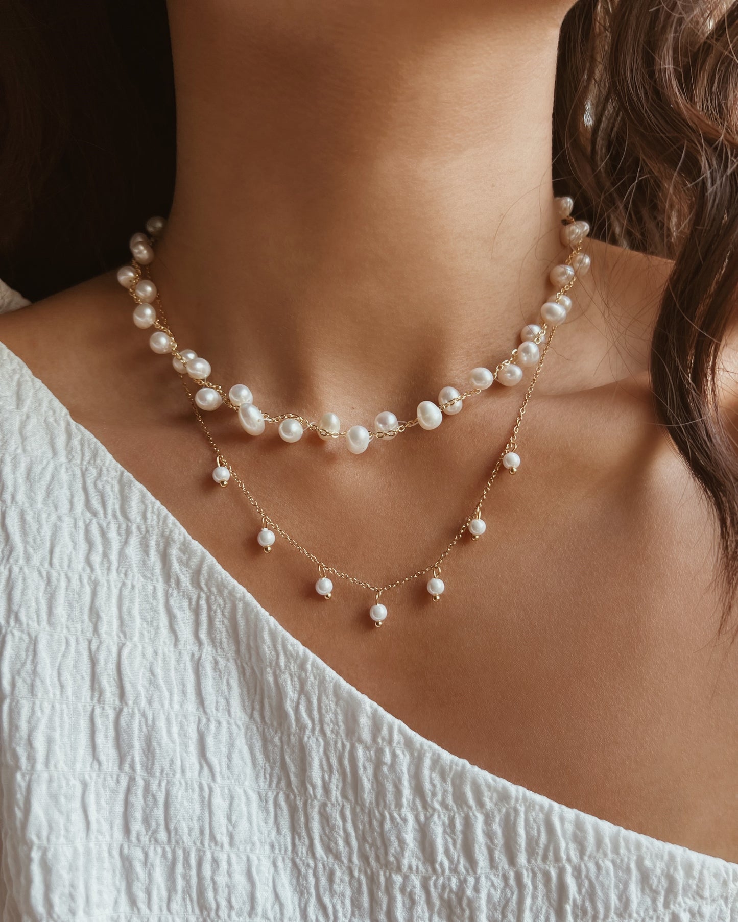 Tiny Pearl Charm Necklace Waterproof