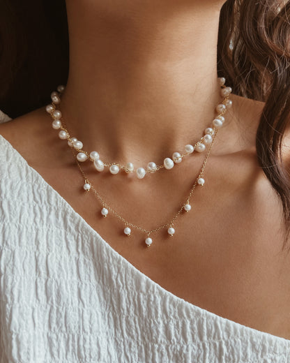 Tiny Pearl Charm Necklace Waterproof
