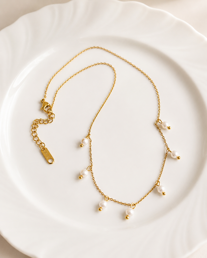 Tiny Pearl Charm Necklace Waterproof