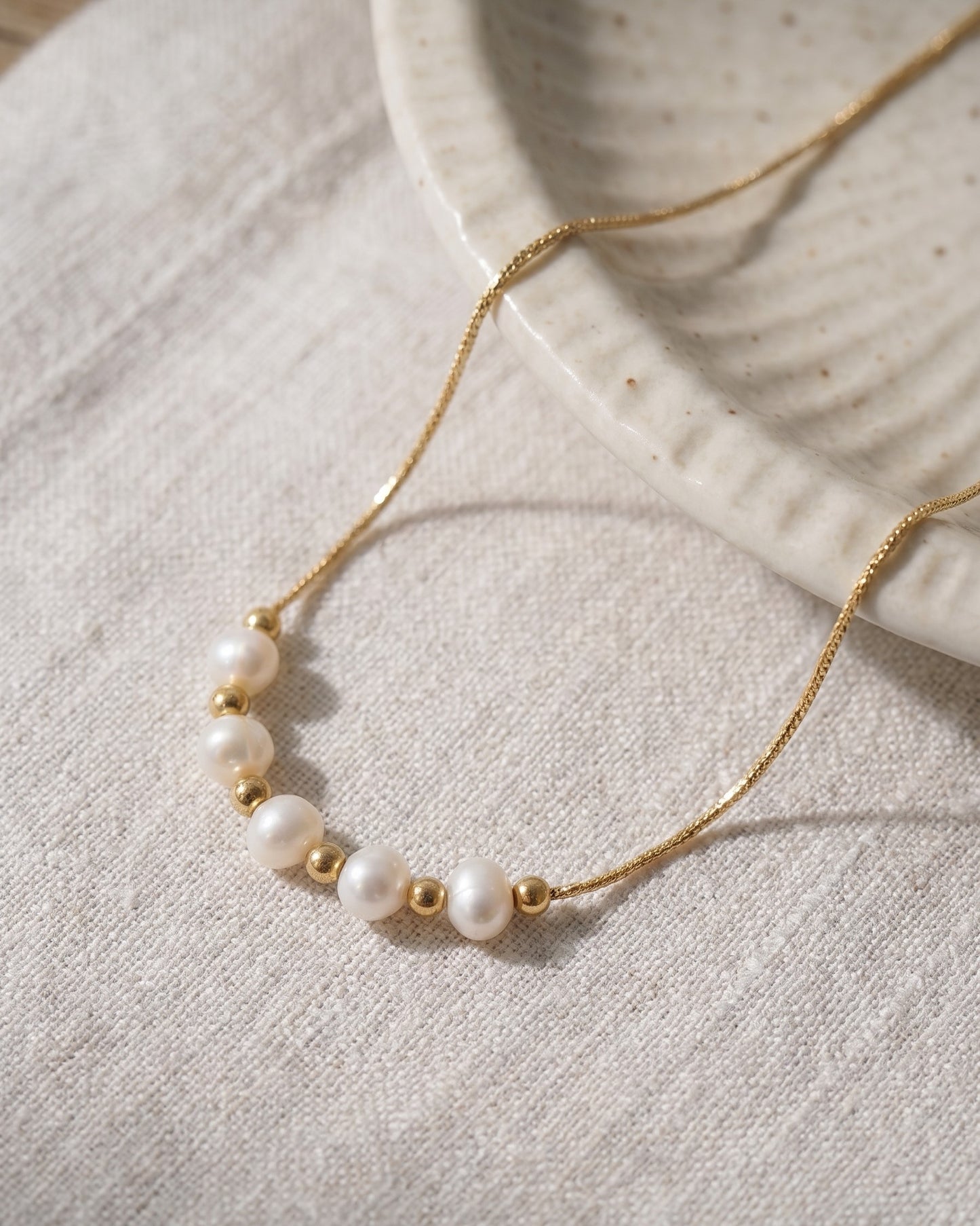 Adjustable Freshwater Pearl Slider Necklace