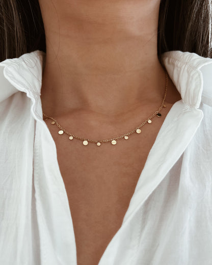 Tiny Disc Charm Necklace Waterproof