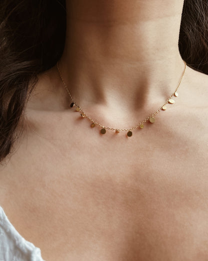 Tiny Disc Charm Necklace Waterproof