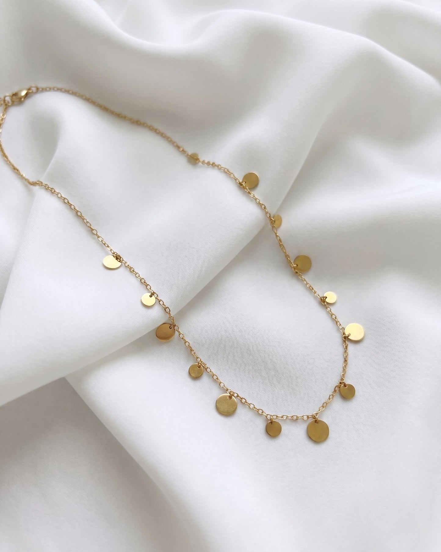 Tiny Disc Charm Necklace Waterproof