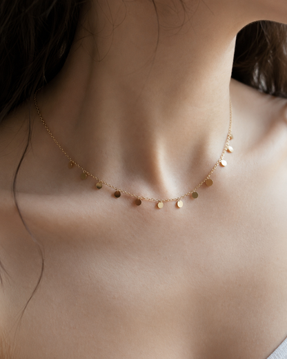 Tiny Disc Charm Necklace Waterproof