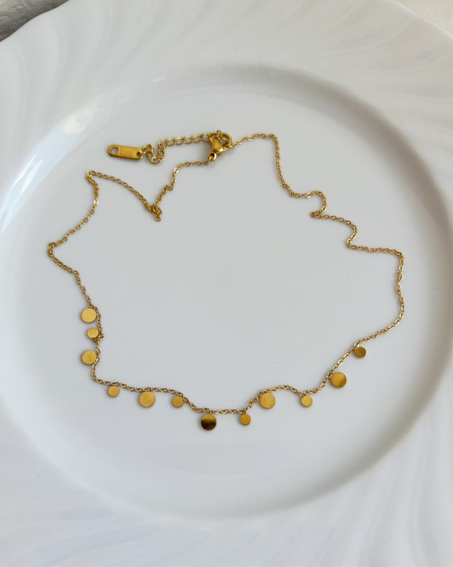 Tiny Disc Charm Necklace Waterproof
