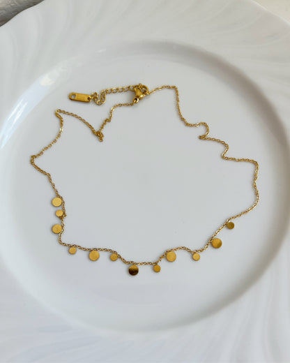 Tiny Disc Charm Necklace Waterproof