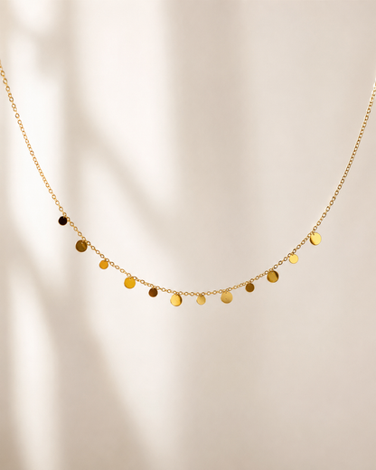 Tiny Disc Charm Necklace Waterproof