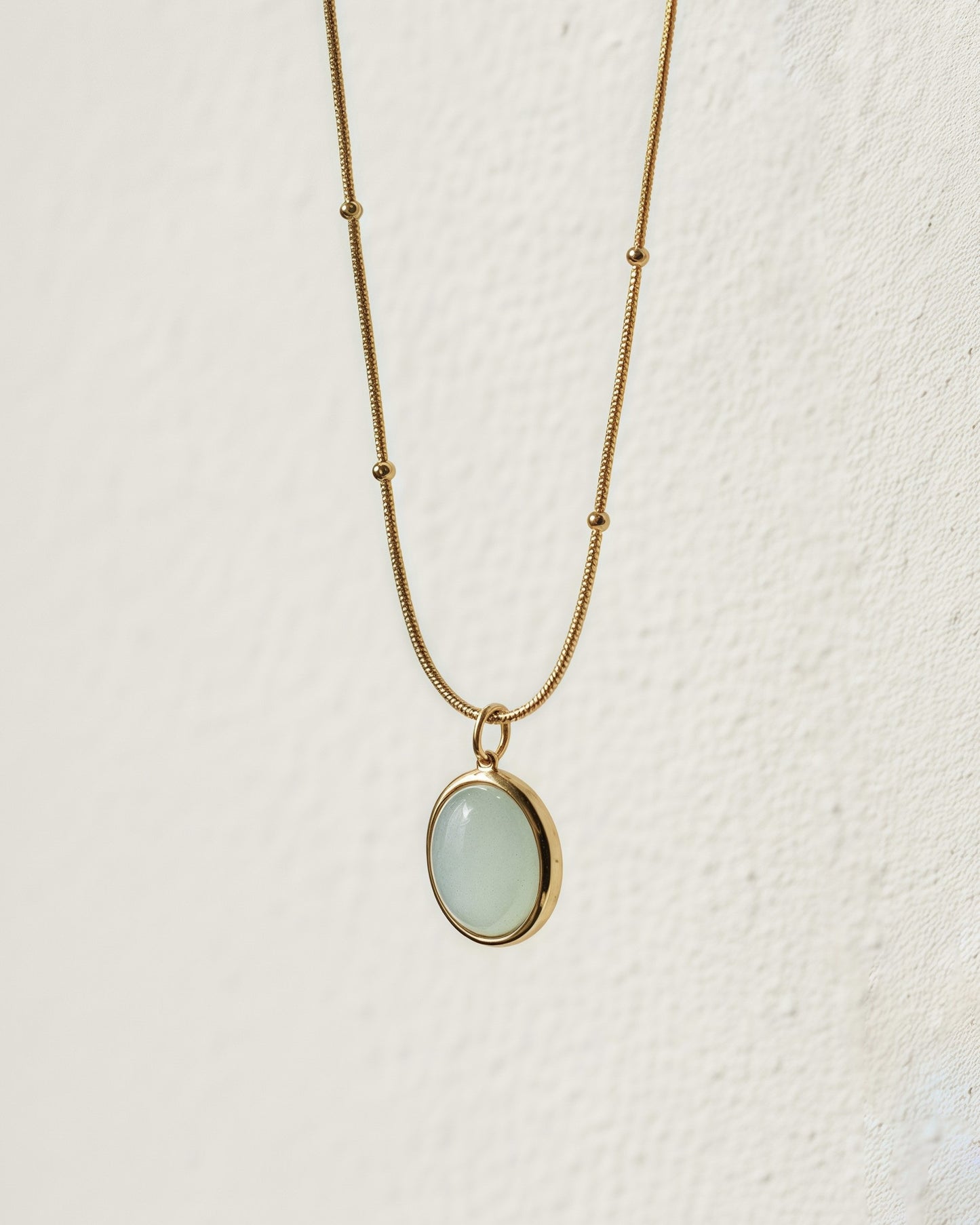 Aqua Green Oval Pendant Necklace Waterproof