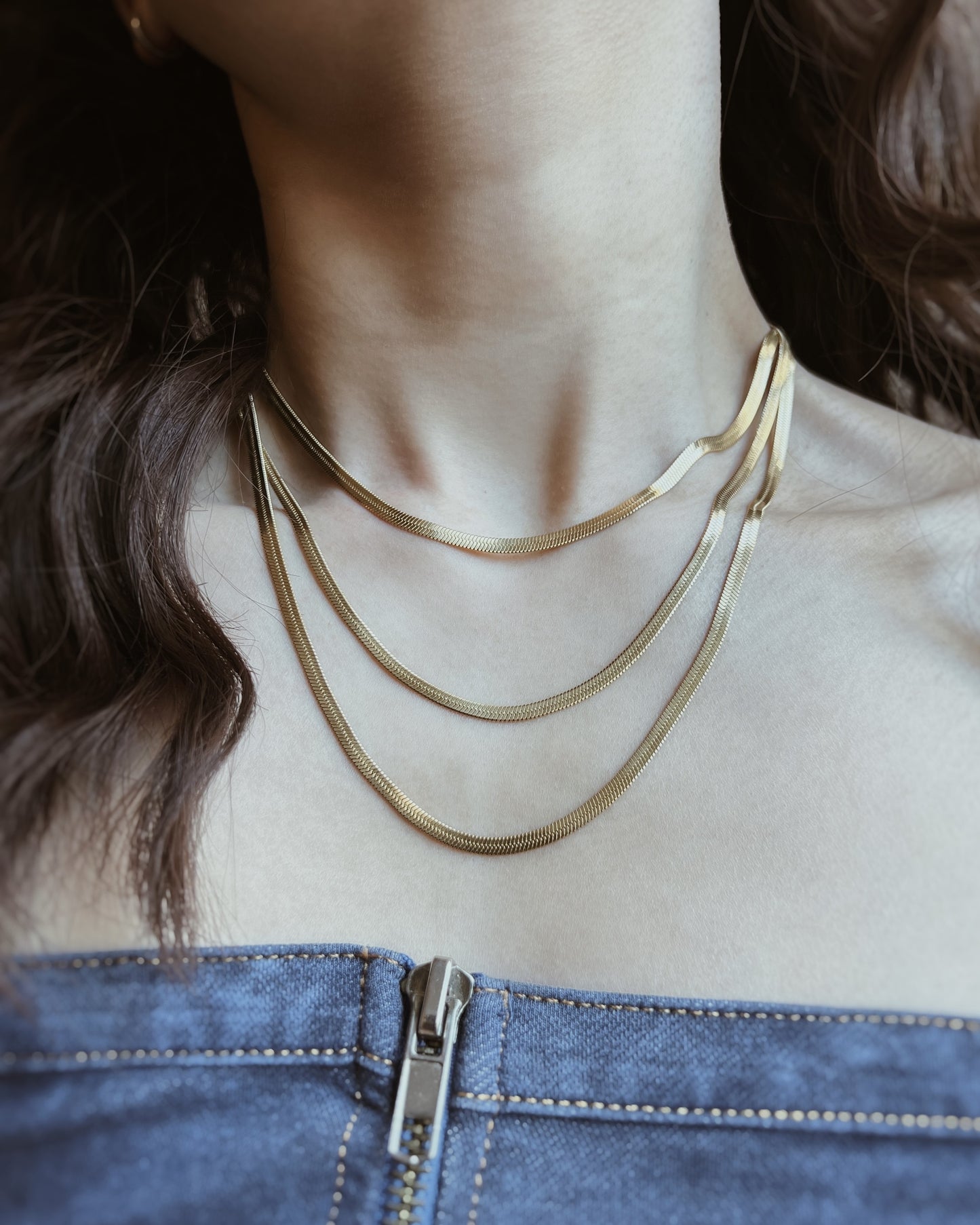 3-Layer Herringbone Necklace Waterproof