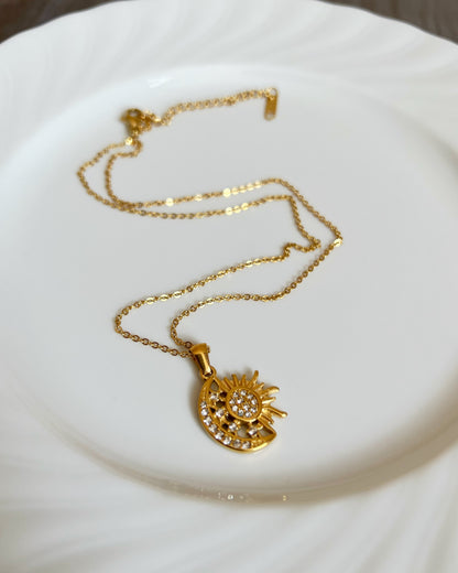 Sun And Moon Pendant Necklace Waterproof