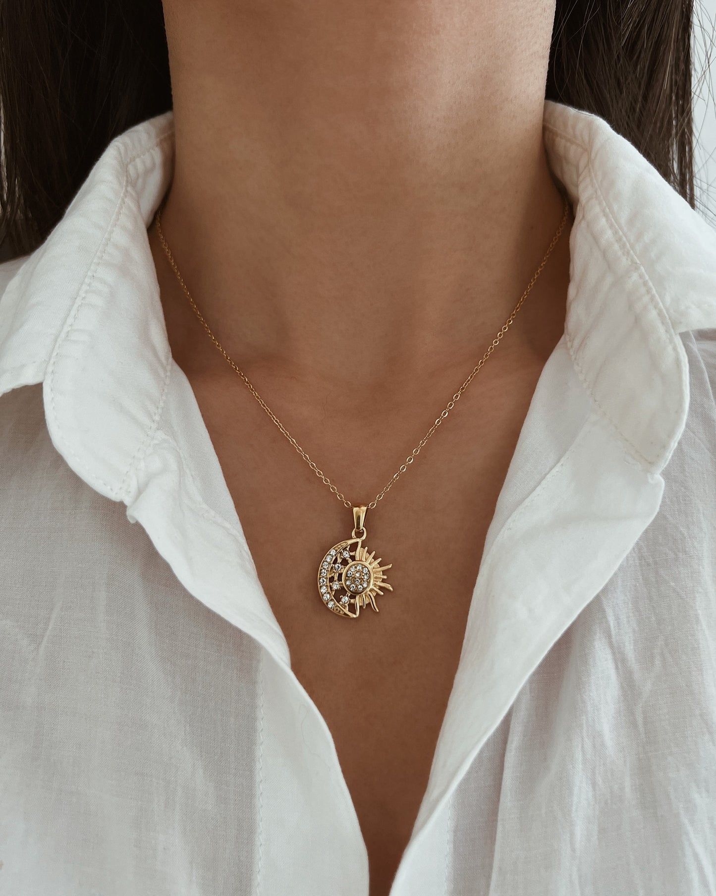 Sun And Moon Pendant Necklace Waterproof